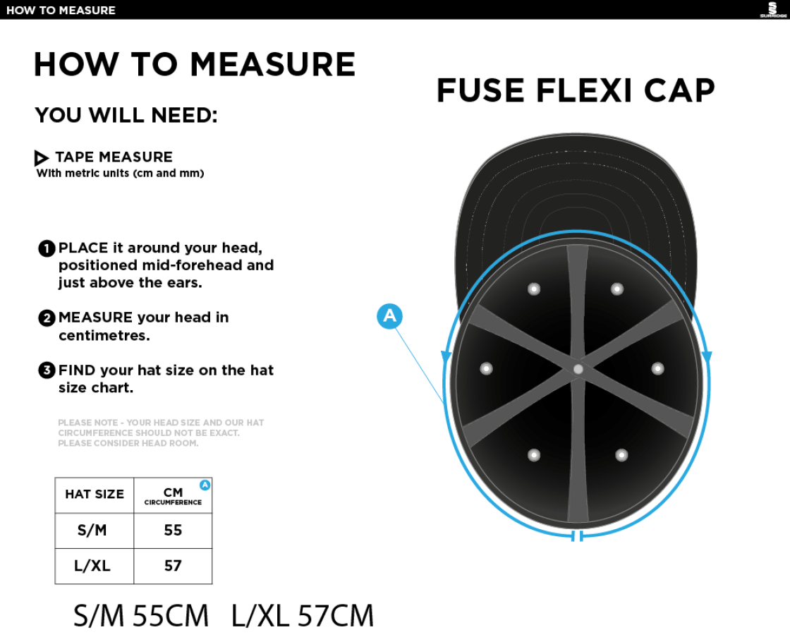 Romiley CC - Fuse Flexi Cap - Size Guide