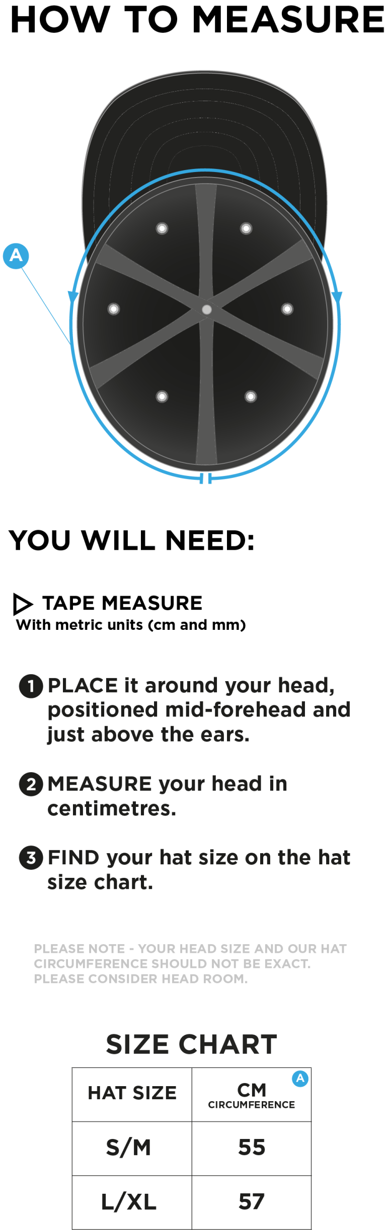 Romiley CC - Fuse Flexi Cap - Size Guide